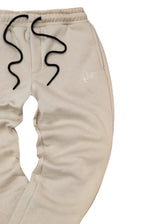 Ανδρική φόρμα με λάστιχο Two Brothers - BT-25590 - signature logo regular fit pants μπεζ