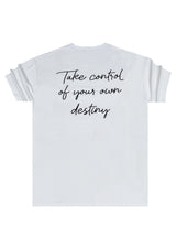 Ανδρική κοντομάνικη μπλούζα Two Brothers - BT-25790- take control oversized λευκό