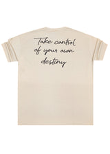 Ανδρική κοντομάνικη μπλούζα Two Brothers - BT-25790- take control oversized μπεζ