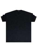 Ανδρική κοντομάνικη μπλούζα - Two Brothers - BT-25920 - v neck waffla regular fit t-shirt μαύρο