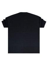 Ανδρική κοντομάνικη μπλούζα - Two Brothers - BT-25920 - v neck waffla regular fit t-shirt μαύρο