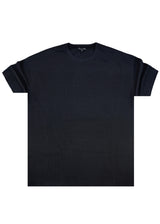 Ανδρική κοντομάνικη μπλούζα Two Brothers -BT-25930 - wafla oversized μαύρο