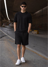 TWO BROTHERS Ανδρική κοντομάνικη μπλούζα μαύρη Terry Cloth BT-26770-black