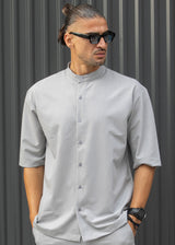 Ανδρικό κοντομάνικο πουκάμισο - Henry clothing - 9-100 - mao shirt γκρι