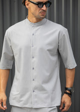 Ανδρικό κοντομάνικο πουκάμισο - Henry clothing - 9-100 - mao shirt γκρι