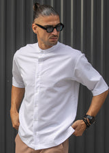 Ανδρικό κοντομάνικο πουκάμισο - Henry clothing - 9-100 - mao shirt λευκό