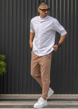 Ανδρικό ανοιξιάτικο παντελόνι Henry clothing - 8-102 - simple oversized pants σκούρο κάμελ