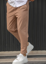 Ανδρικό ανοιξιάτικο παντελόνι Henry clothing - 8-102 - simple oversized pants σκούρο κάμελ