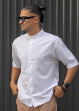 Ανδρικό κοντομάνικο πουκάμισο - Henry clothing - 9-100 - mao shirt λευκό