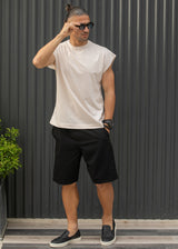 Ανδρική αμάνικη μπλούζα Henry clothing - 3-735 -simple sleeveness regular fit t-shirt μπεζ