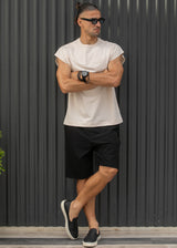 Ανδρική αμάνικη μπλούζα Henry clothing - 3-735 -simple sleeveness regular fit t-shirt μπεζ