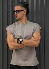 Ανδρική αμάνικη μπλούζα Henry clothing - 3-735 -simple sleeveness regular fit t-shirt σκούρο μπεζ