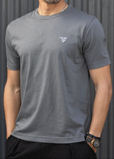 Ανδρική κοντομάνικη μπλούζα Henry clothing - 3-730 - basic logo t- shirt γκρι
