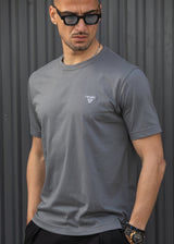 Ανδρική κοντομάνικη μπλούζα Henry clothing - 3-730 - basic logo t- shirt γκρι