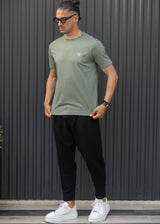 Ανδρική κοντομάνικη μπλούζα Henry clothing - 3-730 - basic logo t- shirt χακί