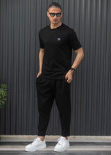 Ανδρική κοντομάνικη μπλούζα Henry clothing - 3-730 - basic logo t- shirt μαύρο