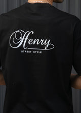 Ανδρική κοντομάνικη μπλούζα Henry clothing - 3-740 - street style t-shirt μαύρο