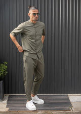 Ανδρικό κοντομάνικο πουκάμισο - Henry clothing - 9-100 - mao shirt χακί