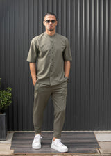 Ανδρικό κοντομάνικο πουκάμισο - Henry clothing - 9-100 - mao shirt χακί