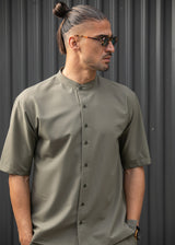 Ανδρικό κοντομάνικο πουκάμισο - Henry clothing - 9-100 - mao shirt χακί