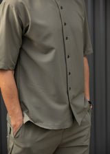 Ανδρικό κοντομάνικο πουκάμισο - Henry clothing - 9-100 - mao shirt χακί