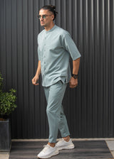 Ανδρικό κοντομάνικο πουκάμισο - Henry clothing - 9-100 - mao shirt μέντα