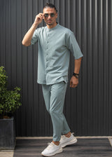 Ανδρικό κοντομάνικο πουκάμισο - Henry clothing - 9-100 - mao shirt μέντα