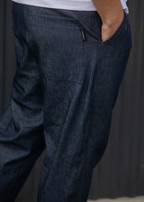 Ανδρικό παντελόνι Henry clothing - 8-110 - simple pants τύπου τζιν με κορδόνι στην μέση μπλε