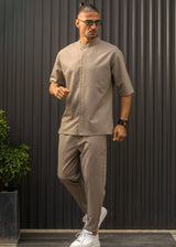 Ανδρικό κοντομάνικο πουκάμισο - Henry clothing - 9-100 - mao shirt πουρό