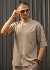 Ανδρικό κοντομάνικο πουκάμισο - Henry clothing - 9-100 - mao shirt πουρό