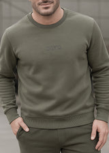 Ανδρικό μακρυμάνικο φούτερ Clever-CF-25300-basic clever logo regular fit χακί