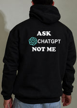 CLOSE SOCIETY - Ανδρικό φούτερ με κουκούλα Ask Chatgpt - Μαύρο CLHD27-130