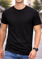 GUF CLOTHING Ανδρική κοντομάνικη μπλούζα μαύρη 3-PACK basic slim fit CP-1100-black-3pack