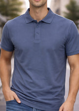 Κοντομάνικη μπλούζα τύπου πόλο GUF-CP2200-basic polo slim fit tee indigo
