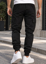 GUF CLOTHING - Ανδρική φόρμα cargo χωρίς χνούδι elegant pants - Μαύρη DB-7396
