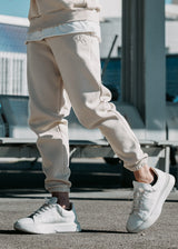 Ανδρική φόρμα με λάστιχο Two Brothers - BT-25590 - signature logo regular fit pants μπεζ