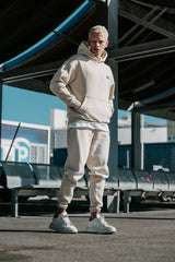 Ανδρική φόρμα με λάστιχο Two Brothers - BT-25590 - signature logo regular fit pants μπεζ