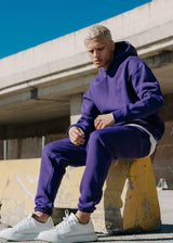 Ανδρική φόρμα με λάστιχο Two Brothers - BT-25590 - signature logo regular fit pants μωβ