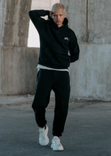 Ανδρική φόρμα με λάστιχο Two Brothers - BT-25590 - signature logo regular fit pants μαύρο