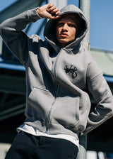 TWO BROTHERS Ανδρική ζακέτα φούτερ με κουκούλα basic logo zip-up - Ice BF-26910