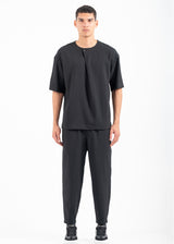 Ανδρικό υφασμάτινο παντελόνι Vittorio-500-2526-MIROLIO BLACK loose fit