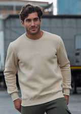 Ανδρικό μακρυμάνικο φούτερ Clever - CF-25300 - basic clever logo regular fit μπεζ