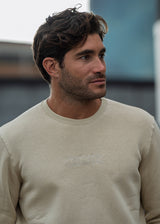 Ανδρικό μακρυμάνικο φούτερ Clever - CF-25300 - basic clever logo regular fit μπεζ