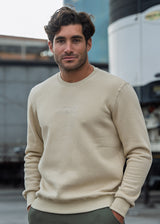 Ανδρικό μακρυμάνικο φούτερ Clever - CF-25300 - basic clever logo regular fit μπεζ