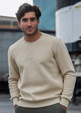 Ανδρικό μακρυμάνικο φούτερ Clever - CF-25300 - basic clever logo regular fit μπεζ