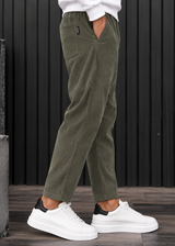 HENRY CLOTHING Ανδρικό παντελόνι κοτλέ χακί 8-032-khaki
