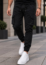 GUF CLOTHING - Ανδρικό cargo παντελόνι regular fit - Μαύρο FS002
