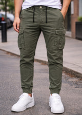 Ανδρικό cargo παντελόνι GUF-FS002- regular fit χακί