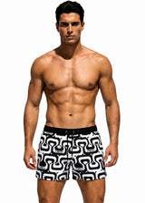 MED Ανδρικό μαγιό βερμούδα μαύρο-λευκό Paolo Shorts G26200358-154