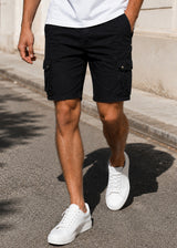 GUF CLOTHING Ανδρική βερμούδα υφασμάτινη κάργκο - Μαύρη G8303L